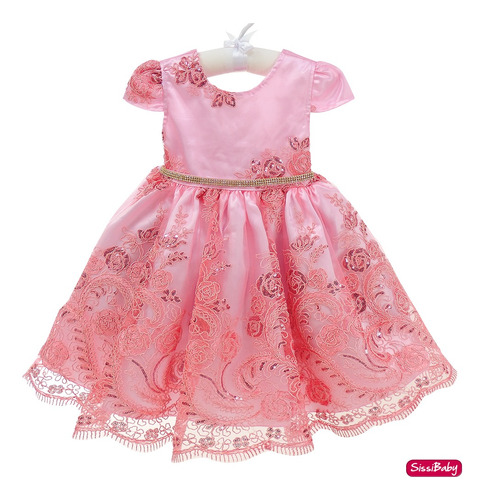 Vestido Infantil Rosa Realeza Chuva De Benção De Amor Luxo