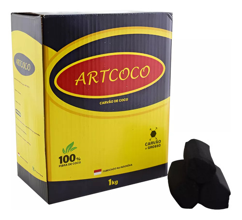 Carvão Para Narguile Hexagonal Art Coco Super Grosso - 1kg