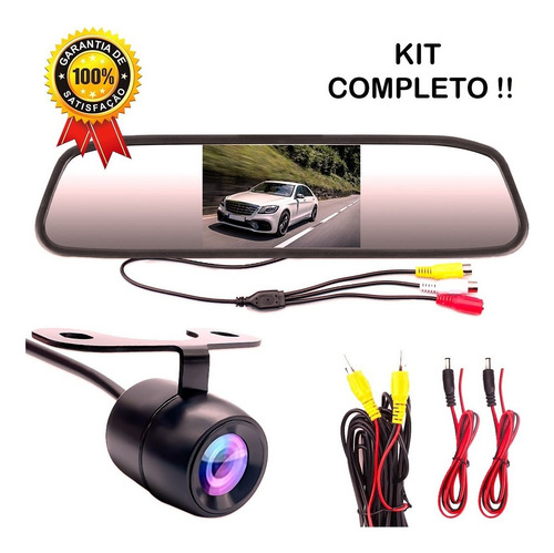 Imagem 2 de 9 de Kit Espelho Retrovisor Monitor Com Câmera De Ré Tela Lcd 4,3