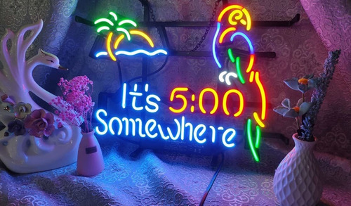 Señal De Neón Con Marco De Metal «it's 5:00 Somewhere P Qbb1