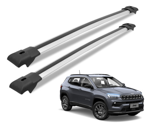 Rack De Teto Travessa Prata Alumínio Jeep Compass 2020 2021