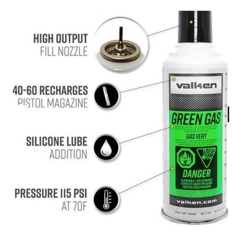  Vallken Green Gas Bote Silicona Marcadora Airsoft Xchws P