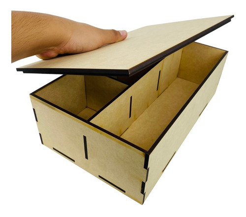Imagen 2 de 10 de Porta Botellas Vino Caja Madera Mdf Divisiones Regalo Fiesta