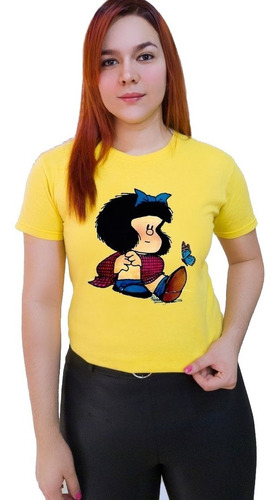 Polera Dama Estampada 100%algodon Diseño Mafalda