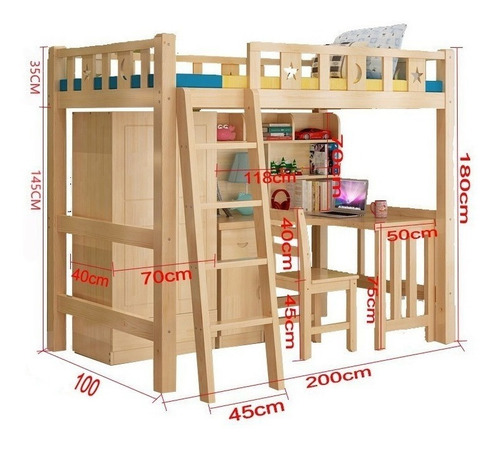 Camarote Madera Escritorio Gabinete Mini Closet / Nordikcl