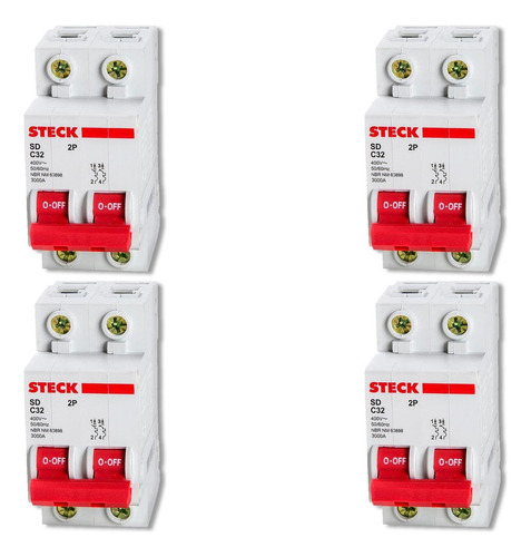 Kit C/4 - Disjuntor Steck Din Bipolar 16a Sd62 C Sdd62c16