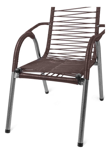 Cadeira De Área Cordinha Varanda Alpendre Reforçada Fio Pvc Cor Marrom Liso
