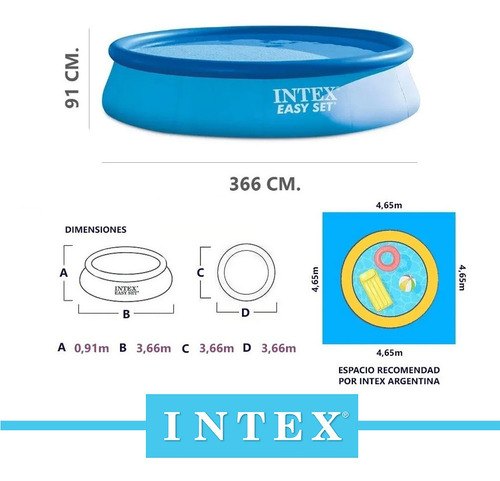 Pileta Inflable Intex Easy Set 366x91cm / 6734lts Cts-