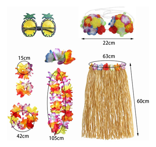 Conjunto De Disfraz De Falda De Niña Hawaiana, Accesorio De