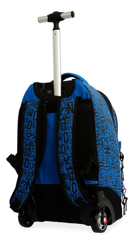 Mochila Con Carro Mooving Words Trolley 24 Litros 1610225 Color Azul Diseño De La Tela Lisa