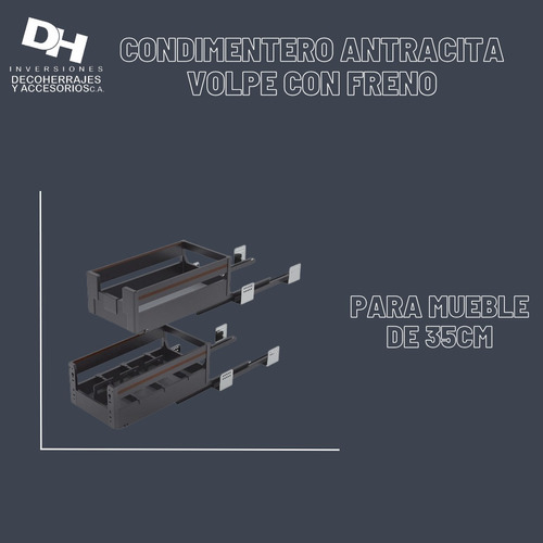 Condimenteros Volpe Antracita Con Freno De 35cm Y 40cm