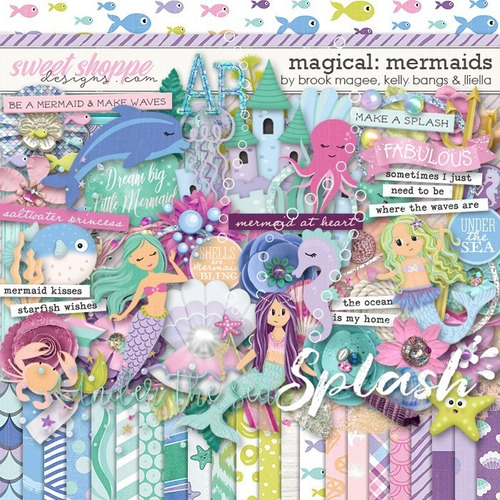 Mega Pack Imprimible Clipart Y Fondos Sirena