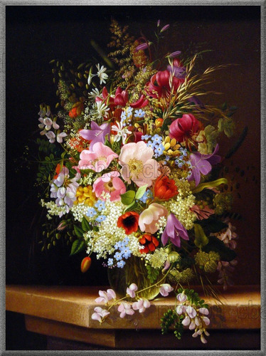 Cuadro Bodegón De Flores - Adelheid Dietrich - Año 1868