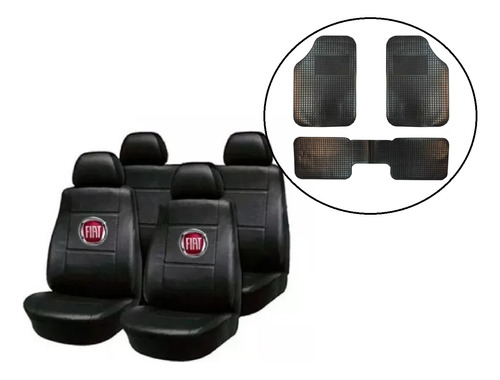 Fundas Cubre Asiento Cuerina Fiat Grand Siena + Alfombra 3 P