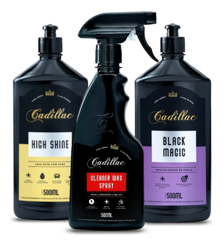 Kit Limpeza High Shine Cleane Wax Spray Black Magic Cadillac
