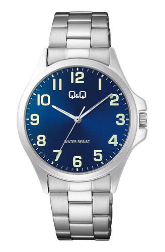 Reloj Q&q Hombre C36a-001py Plateado Azul  100% Original 