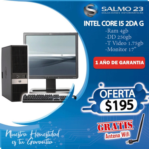 Compu Core I5 Ram 4gb Disco 250gb Garantia 1 Año Gratis Wifi