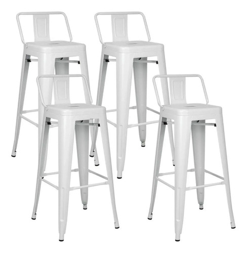 Pack 4 Piso Taburete Tolix Con Respaldo Color 52758 - Blanco