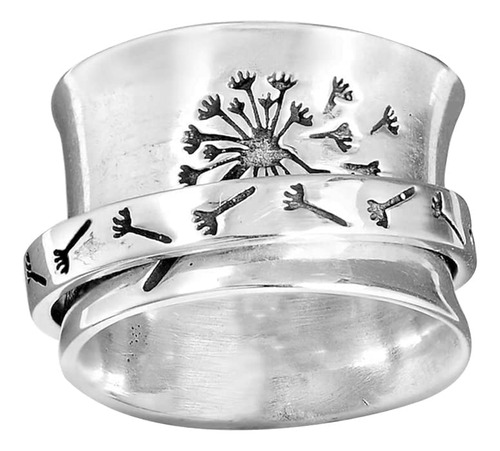 Anillo Giratorio De Flor De Diente De Len Para Mujeres Y Nia