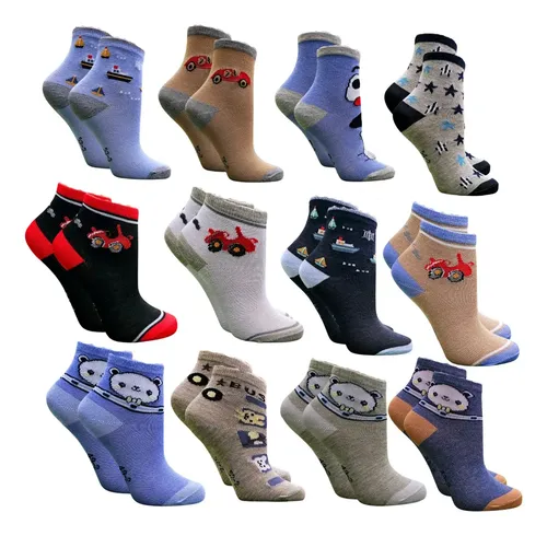 Kit 12 Pares De Meias Infantil Masculina Menino