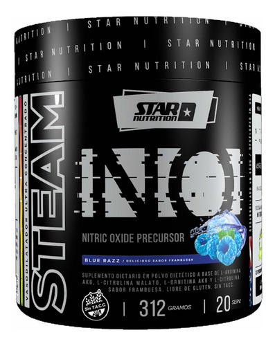Steam N.o. X 312g Star Nutrition Oxido Nitrico Sabor Blue Razz