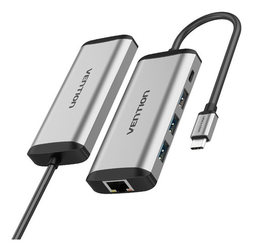 Hub Premium Usb C 3 X Usb 3.0 + Lan 1000 + Carga Pd Vention