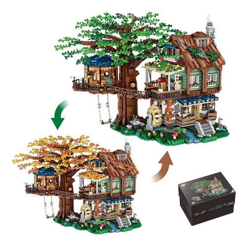 Axsdxa Tree House Mini Bricks Model Toys Set, Diy Forest Hou