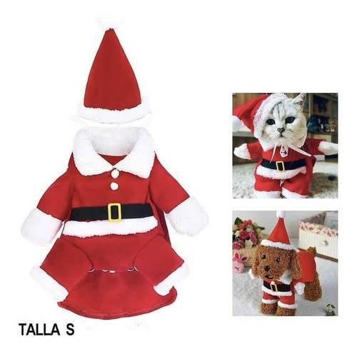 Imagen 1 de 8 de Desfraces Traje Gorros Santa Gatos Perro Pequeño S Navideño
