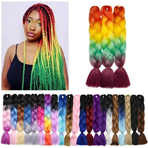 Benehair Arco Iris Trenzado Pelo 3 Paquetes/lot 6m7gi