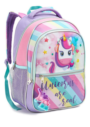 Mochila Costas Infantil Escola Meninas Unicórnio Pop It 2023