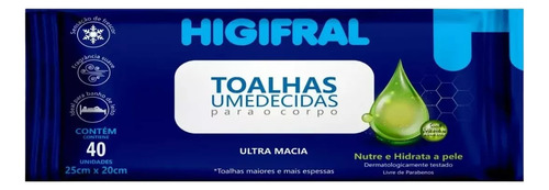 Toalhas Umedecidas Higifral - Com 40 Unidades