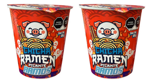 Chicha Ramen Ramos Noodles Chicharrón De Cerdo Picante 2pz