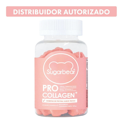 Sugarbear Pro Collagen, Con Vitaminas Y Colágeno, 60 Gomitas Sabor Tapioca