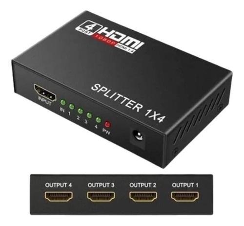 Splitter Hdmi 1x4 Amplificador 4 Puertos Full Hd 1080p 3d 4k