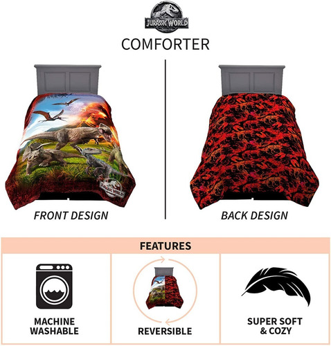 Edredón Reversible Jurassic World Individual/ Matrimonial