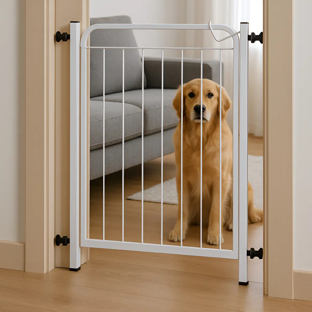 Grade De Segurança Para Portas E Escadas Aço Tmf Portão Pet Cães Bebês Branco 68 A 92
