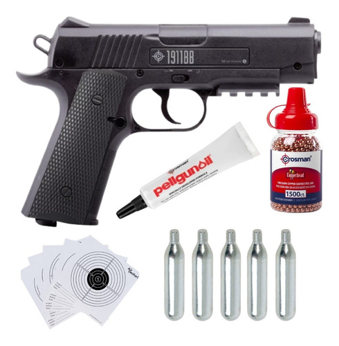 Crosman .177 Pistola 1911 + 5 Co2 +1500 Bbs + Aceite Xtm C