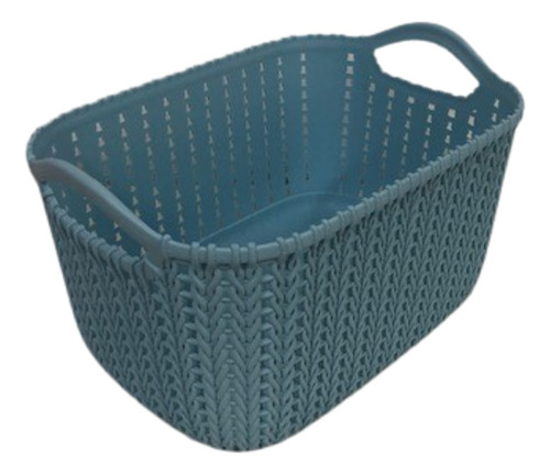 Canasto Organizador Plastico Rattan Chico Azul