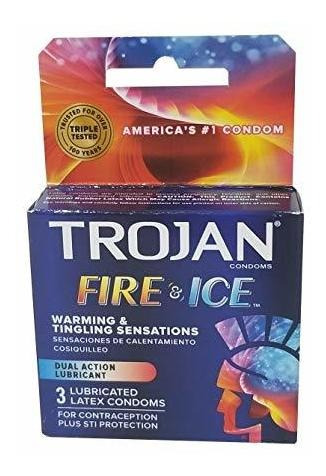 Trojan Pleasure Fire & Ice Condones De Látex Premium Lubric