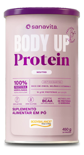 Sanavita Body Up Protein 100% Proteína Isolada 450g Neutro