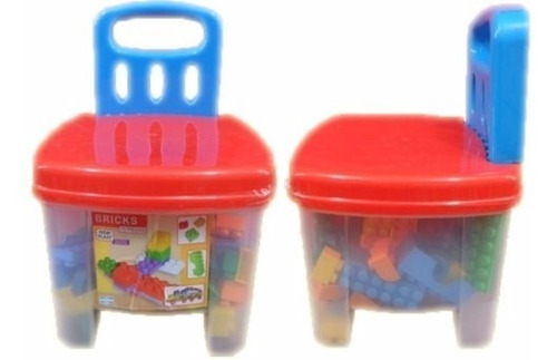 Imagen 3 de 4 de Silla Didactica Infantil 2en1 Banquito + Ladrillos Encastre