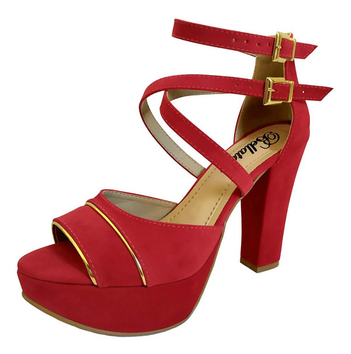 Imagem 5 de 5 de Sandália Vermelha Salto Alto Meia Pata Bellatotti Rosso Chic
