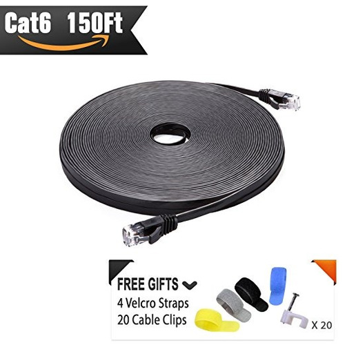 Cat 6 Cable Ethernet Negro 150 Pies (a Un Precio Cat5e Pero 