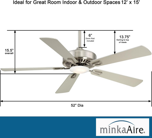 Minka-aire F556l-bn Contractor Plus Ventilador De Techo De 5