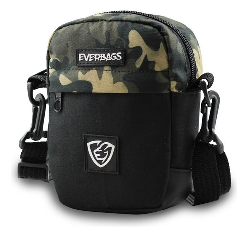 Everbags combate camuflado mini bolsa tiracolo pochete necessaire cor Negro
