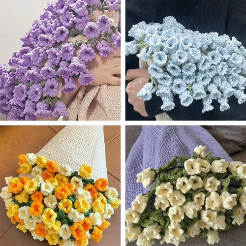 Manta Tejida A Ganchillo Con Forma Ramo Rosas For Dec