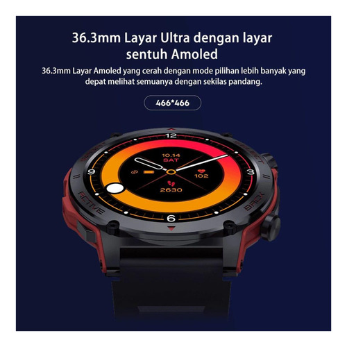 Smartwatch Peje Zw13 A Prova D'água Amoled Pulseira Extra Preto Preto Vermelho