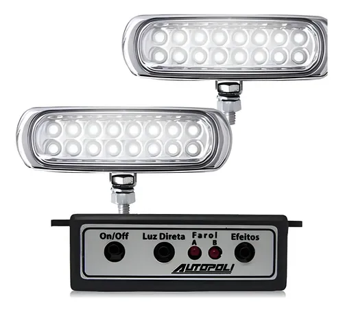 Milha Strobo Safetycar Slin 16 Leds Branca E Azul Farol Luz