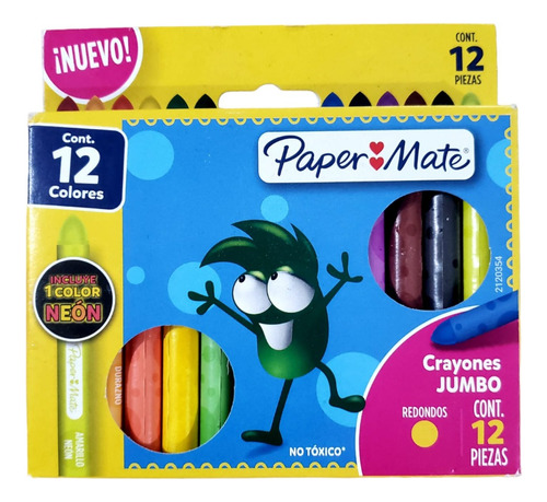 Crayón Escolar Redondo Jumbo Caja Con 12 Piezas Paper Mate