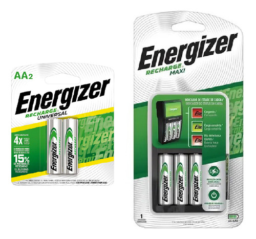 Cargador de Pilas MAXI Energizer + 2 Pilas AA